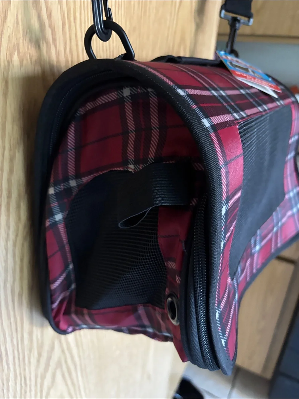 Red Plaid Pet Carrier Bag